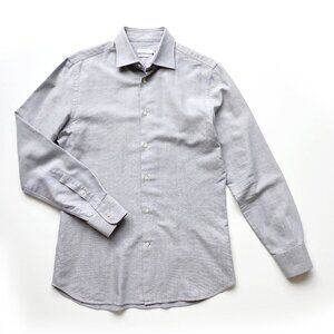 J. Lindeberg Gray Oxford Jacquard Slim Fit Shirt 40